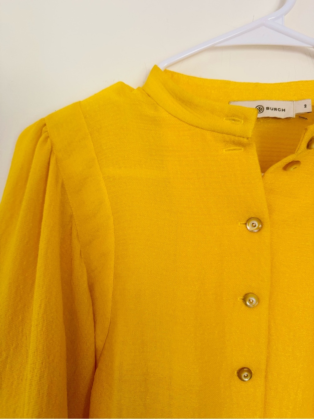 Tory Burch Vibrant Sunflower Yellow Blouse, Size 2 - Picture 3 of 7
